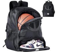TRAILKICKER Mochila de Malla Negra para fútbol, Voleibol, fútbol, Baloncesto, con Compartimento para Pelota y Zapatos para niños, niñas, Hombres y Mujeres
