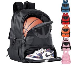 TRAILKICKER Mochila de Malla Negra para fútbol, Voleibol, fútbol, Baloncesto, con Compartimento para Pelota y Zapatos para niños, niñas, Hombres y Mujeres