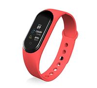 Trailrest Reloj Cuco Inteligente Fitness M5 Pulsera Inteligente Oxígeno sanguíneo Ejercicio Pantalla Color Reloj Inteligente Pulseras Reloj Inteligente (Red, One Size)