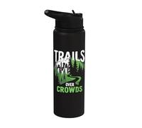 Trails Over Crowds Senderismo Lento Naturaleza Calma Stainless Steel Insulated Water Bottle