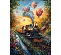 Train à vapeur avec des montgolfières Puzzle 1000 Piezas Cartón Blanco Premium Para Expertos Mitos fantásticos Cuento De Hadas Actividad Compartir Familia Desarrollo Cognitivo Garantía Satisfacción 10