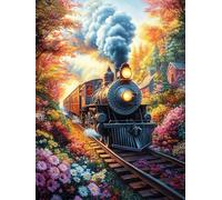 Train à vapeur dans la forêt d'automne Puzzle 1000 Piezas Cartón Resistente Para Coleccionistas Mitos fantásticos Cuento De Hadas Entretenimiento Toda La Familia Mejora Memoria Pack Completo Para Navi