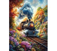 Train à vapeur Dans la forêt d'automne Puzzle 500 Piezas Cartón Blanco Premium para Expertos Animal Planta Tiempo Ocio En Casa Relajación Mental para Enmarcar 500 PCS