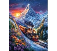 Train à vapeur Dans la montagne au Coucher de Soleil Rompecabezas 1000 Piezas Cartón Resistente para Principiantes Animal Planta Ocio Doméstico Reducir Estrés Decoración Hogar Regalo Ideal 1000 PCS