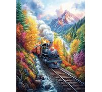 Train à vapeur Dans la vallée d'automne Rompecabezas 1000 Piezas Cartón Grueso para Mayores Mitos Cuento de Hadas Noches Juegos Familiares Estimulación Mental Regalo San Valentín 1000