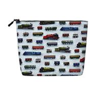 Train Cars - Bolsa de maquillaje versátil de cáñamo falso, organizador de artículos de aseo de viaje, perfecto para uso diario, viajes de negocios y mucho más., Black, Talla única