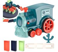 Train Game - Automatic Stacking Game, Toy Train Set with Interactive Light and Music, Domino Laying Locomotive, Motorized Block Dispenser for Boys Girls and Christmas Play