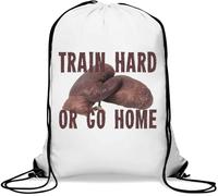 Train Hard Or Go Home - Guantes de boxeo, saco de gimnasio, casual, con cordón, color blanco, White, Talla única