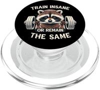 Train Insane or Remain The Same Raccoon Gym Workout PopSockets PopGrip para MagSafe