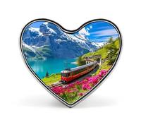 Train Journey Into The Swiss Alps - Broche de corazón para solapa y corbata, accesorios de vestir, boda, cumpleaños, para hombres y mujeres, Love form, Metal