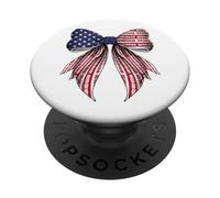 Train Railroad Locomotora 4 de julio USA American Flag Girl PopSockets PopGrip Adhesivo