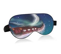 Train Trip to The Moon Sleep Eye Mask, Sleeping Mask & Blindfold con diadema elástica Soft Comfort Eyeshade Sleep Cover para Travel Yoga Nap
