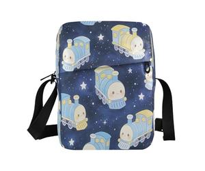 Train under The Starry Sky - Bolso bandolera de poliéster de 16,8 x 23,8 x 6,35 cm, con múltiples compartimentos, para uso diario, al aire libre, viajes, escuela y regalo casual