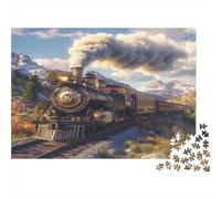 Train vintagePuzzles 1000 Pièces Pour Adultes, Jeux Éducatifs, Décoration D'intérieur52x38cm/1000pcs