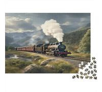 Train vintagePuzzles Pour Adultes 52x38cm/1000pcs,Jeux De Défi Paysage de montagne Scene