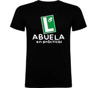 Traineando Camiseta Abuela o Abuelo en prácticas con diseño Tipo L de Aprendizaje, Regalo Original para anunciar Embarazo, futuros Abuelos (FR/ES, Letras, S, Regular, Regular, Negro, Abuela)