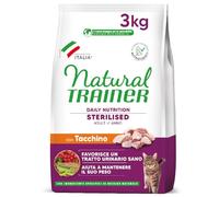 Trainer Alimento natural esterilizado para gatos adultos, alimento seco con fibra de pavo y guisante, 3 kg