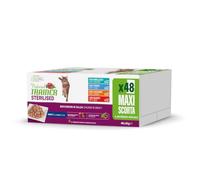 Trainer Natural Alimento Húmedo para Gatos Adultos Esterilizados - Multipack Pavo/Ternera, Atún/Bacalao - 48 x 85 g