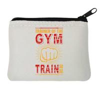 Trainer of The Gym Train Or Die - Monedero de neopreno con gráfico de puño naranja, 10 x 11 cm, color blanco, White, Talla única
