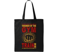 Trainer of The Gym Train Or Die Orange Fist Graphic - Bolsa de algodón ecológico natural, color negro, Black, Talla única