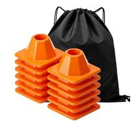 Training Cones - 12 marcadores de campo apilables resistentes de 4 x 2 | Cono deportivo de entrenamiento de agilidad para práctica individual, entrenamiento en equipo, ciclismo, motocicleta, tráfico