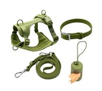 Training Leash Arnés para mascotas, juego de 4 piezas, collar y correa de PVC para perros pequeños (verde oliva, S)
