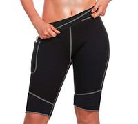 TrainingGirl - Pantalones cortos de neopreno con bolsillo para mujer, para bajar de peso, pantalones de sudoración para sauna, entrenamiento, body shaper, yoga