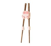 Trainings-Essstäbchen Kinder - 18 cm Holz Silikon Lernhilfe, rutschfest ergonomisch, leicht sicher, niedlich spielerisch | Übungsstäbchen mit Auto-Design für Mädchen Schule Familie Snackzeit