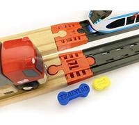 TrainLab Adaptador compatible con pistas de tren inteligentes Intelino J-1 y ferrocarril de madera Thomas Brio (2 piezas) (rojo)