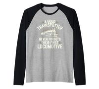 Trainspotting Railfan Locomotora entusiasta amante del ferrocarril Camiseta Manga Raglan
