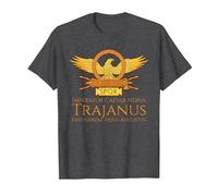 Trajano - Emperador Romano - SPQR Historia de Roma Camiseta, Hombre, Jaspeado Oscuro, XXL