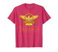 Trajano - Emperador Romano - SPQR Historia de Roma Camiseta, Hombre, Rojo Jaspeado, XL