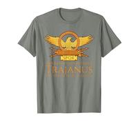 Trajano - Emperador Romano - SPQR Historia de Roma Camiseta, Hombre, Verde Militar Jaspeado, 3XL
