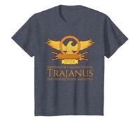 Trajano - Emperador Romano - SPQR Historia de Roma Camiseta, Niños, Azul Jaspeado, 10 años
