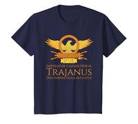 Trajano - Emperador Romano - SPQR Historia de Roma Camiseta, Niños, Azul Marino, 10 años