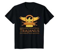 Trajano - Emperador Romano - SPQR Historia de Roma Camiseta, Niños, Negro, 10 años