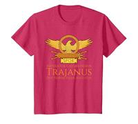 Trajano - Emperador Romano - SPQR Historia de Roma Camiseta, Niños, Rojo Jaspeado, 3 años