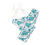 Traje baño Dos Piezas Estampado Floral Tropical niñas, Bikini Pareo Braguita, Playa Adolescentes