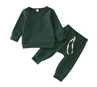 Traje Bicicleta Recién Nacido bebé niños niñas Manga Larga Patchwork Sudadera Tops Pantalones sólidos Conjunto 2 uds Ropa Traje De Niña De Manga Larga (Green, 3-6 Months)