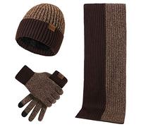 Traje cálido de otoño e invierno, varios colores, guantes de punto de lana gruesa para hombre, bufanda, guantes de tres piezas, cajas de sombrero para flores, KF, Talla única