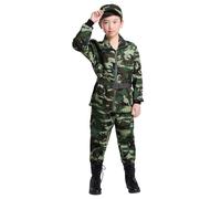 Traje Camisa Disfraz del ejército para niños, disfraz de soldado, disfraz militar, uniformes de camuflaje para niños, bebés, niñas, cosas (verde, 2-3 años)