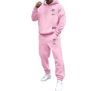 Traje casual de manga larga con capucha y estampado de coco para hombre, traje de cuerpo completo para hombre, rosa, XL