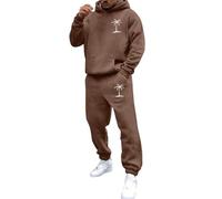 Traje casual de manga larga con capucha y estampado de coco para hombre, traje de cuerpo completo para hombre, marrón, L