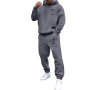 Traje casual de manga larga con capucha y estampado de coco para hombre, traje de cuerpo completo para hombre, gris oscuro, XL