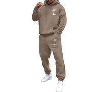 Traje casual de manga larga con capucha y estampado de coco para hombre, traje de cuerpo completo para hombre, café, XL
