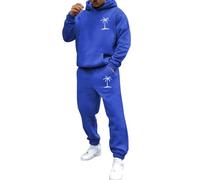 Traje casual de manga larga con capucha y estampado de coco para hombre, traje de cuerpo completo para hombre, azul, XXL