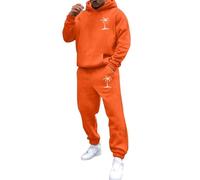 Traje casual de manga larga con capucha y estampado de coco para hombre, traje de cuerpo completo para hombre, naranja, M