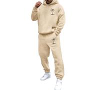 Traje casual de manga larga con capucha y estampado de coco para hombre, traje de cuerpo completo para hombre, caqui, M