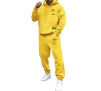 Traje casual de manga larga con capucha y estampado de coco para hombre, traje de cuerpo completo para hombre, amarillo, S
