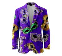 Traje chaqueta hombre hombre carnaval blazer años 80 traje hip hop discoteca hippie Sakko traje de ocio con patrón colorido y un botón vintage divertido chaqueta para carnaval discoteca fiesta, P